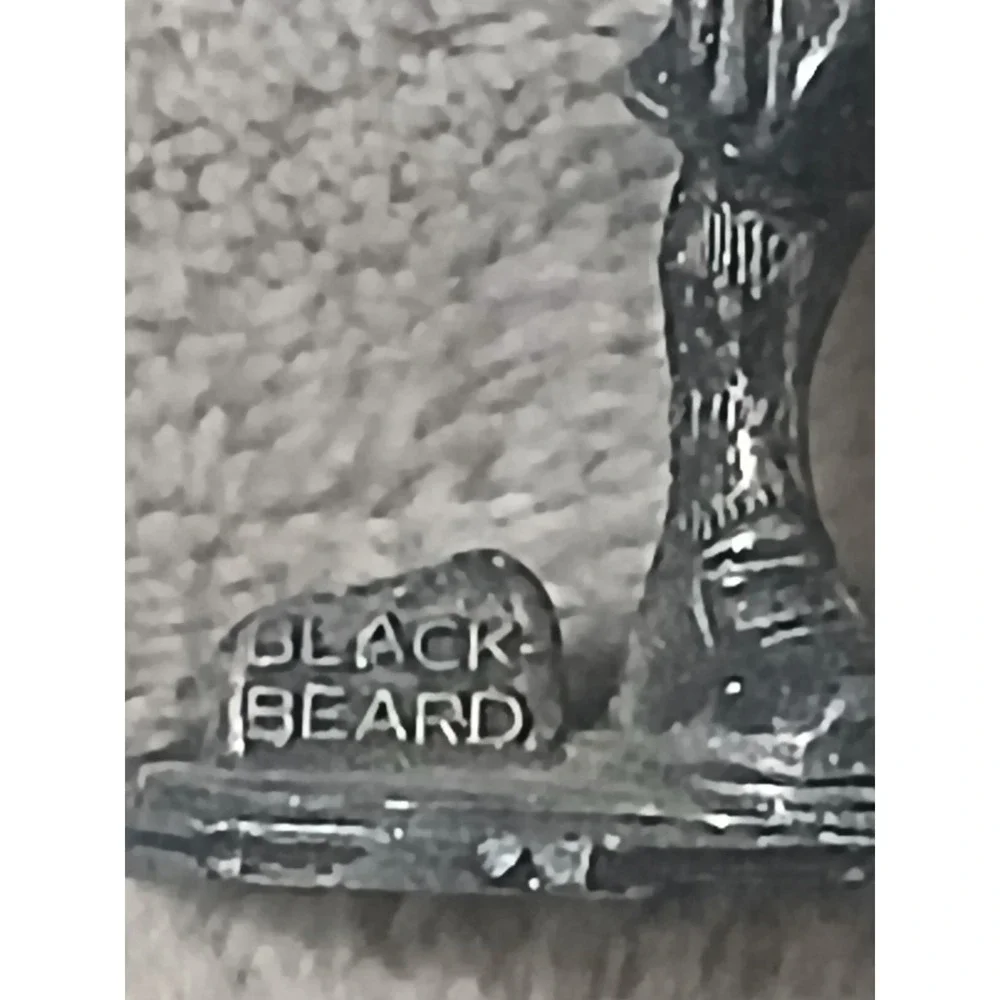 Vintage Blackbeard Pirate Metal Figurine 3‎ Inch Miniature Hong Kong Pewter Tone